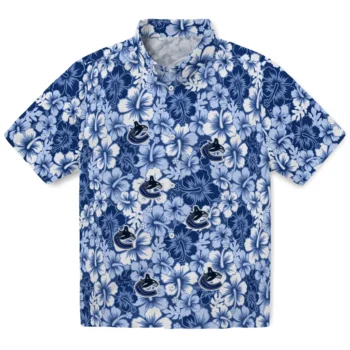 vancouver canucks hibiscus blooms blue hawaiian shirts best selling