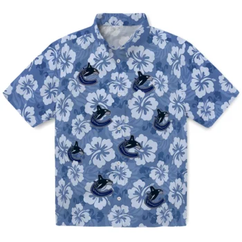 vancouver canucks hibiscus cluster blue hawaiian shirts best selling