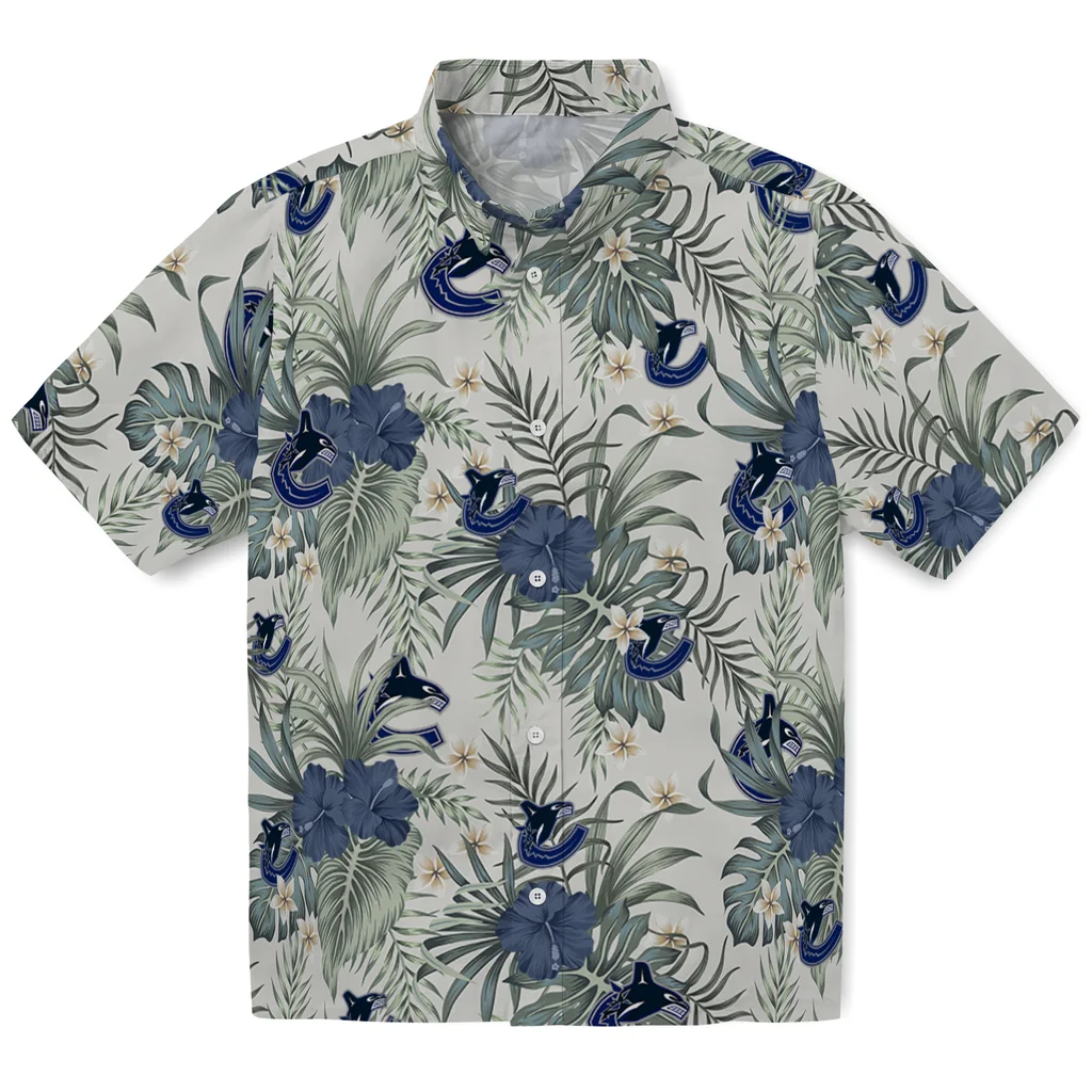 Vancouver Canucks Hawaiian Shirt - Hibiscus Designs vancouver canucks hibiscus designs beige hawaiian shirts best selling