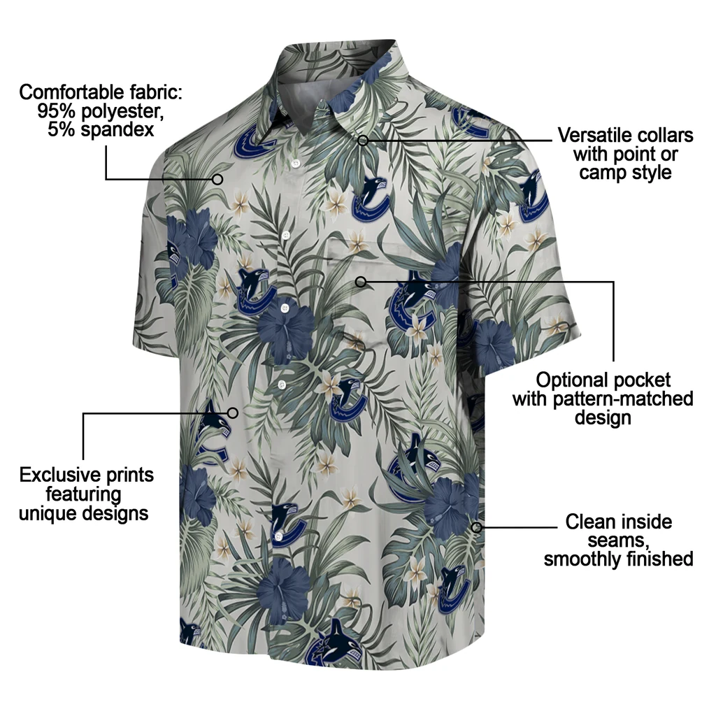 Vancouver Canucks Hawaiian Shirt - Hibiscus Designs vancouver canucks hibiscus designs beige hawaiian shirts new arrival