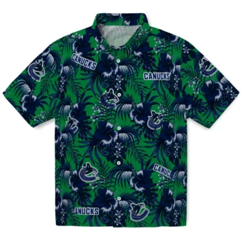 vancouver canucks hibiscus exotic blue hawaiian shirts best selling