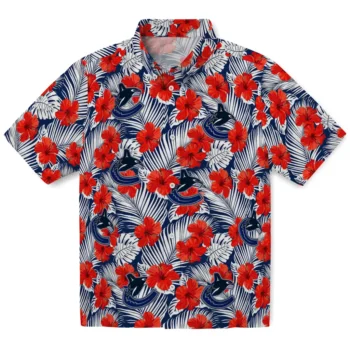 vancouver canucks hibiscus fiesta red royal blue hawaiian shirts best selling