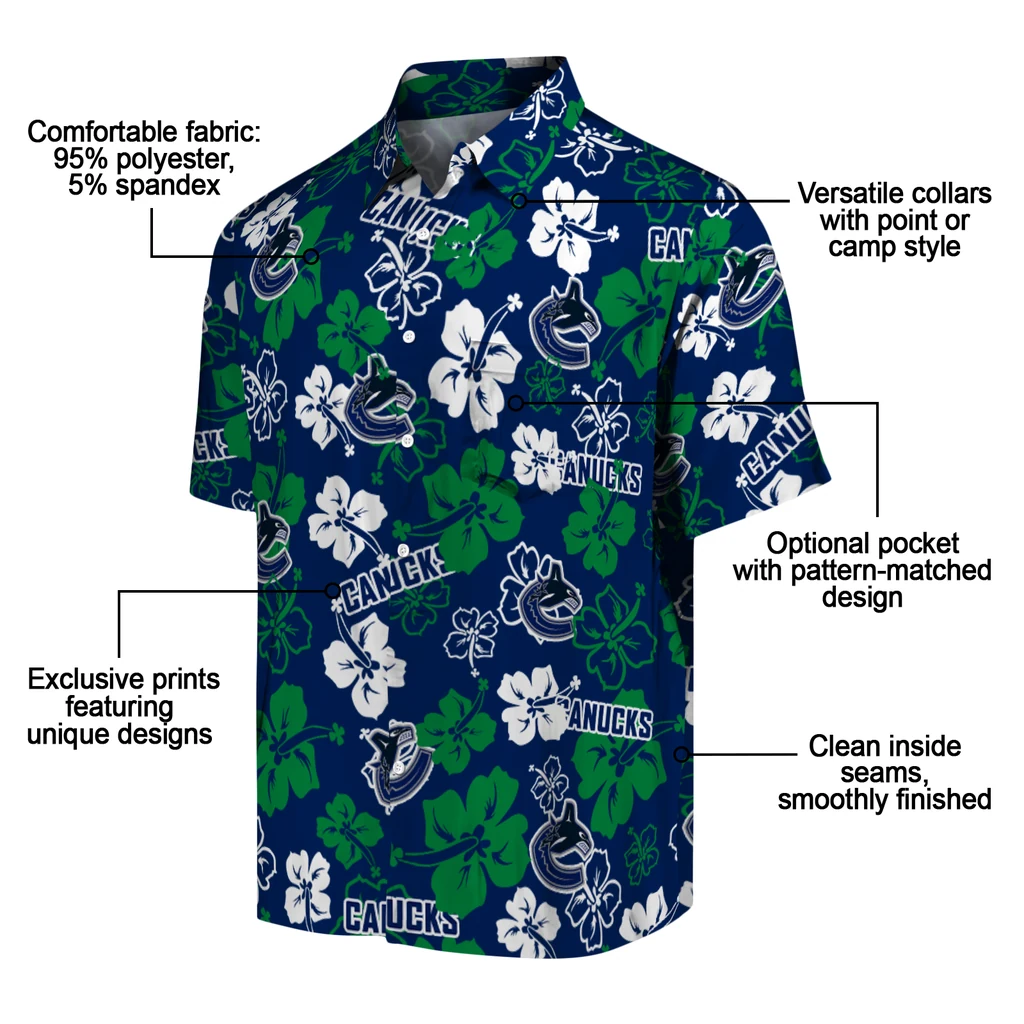 Vancouver Canucks Hawaiian Shirt - Hibiscus Flower Design vancouver canucks hibiscus bloom blue hawaiian shirts new arrival
