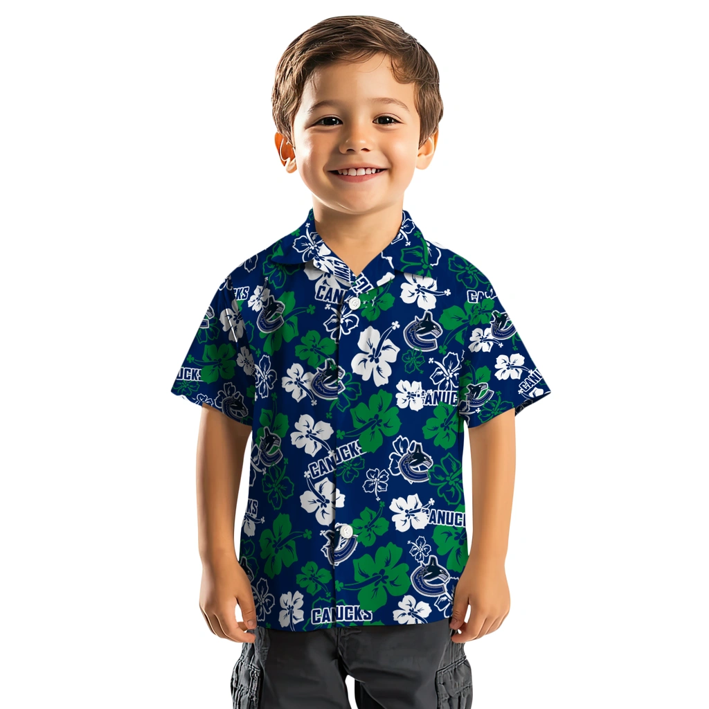 Vancouver Canucks Hawaiian Shirt - Hibiscus Flower Design vancouver canucks hibiscus bloom blue hawaiian shirts top rated