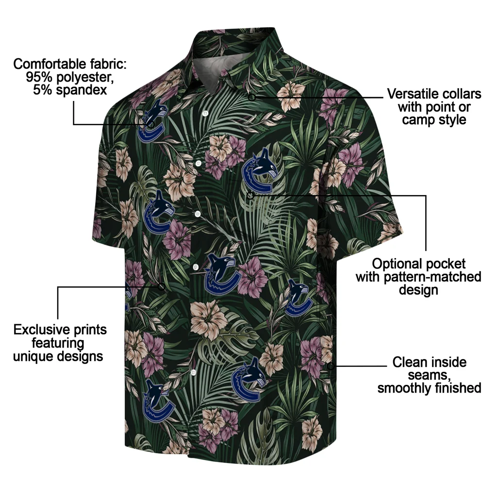 Vancouver Canucks Hawaiian Shirt - Hibiscus Leaves Pattern vancouver canucks hibiscus leaves pattern green hawaiian shirts new arrival