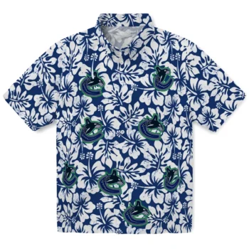 vancouver canucks hibiscus motif blue white hawaiian shirts best selling