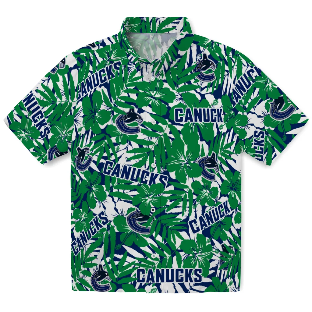 Vancouver Canucks Hawaiian Shirt - Hibiscus Overlay vancouver canucks hibiscus overlay hawaiian shirts best selling