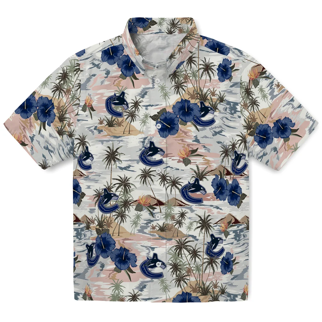 Vancouver Canucks Hawaiian Shirt - Hibiscus Seaside vancouver canucks hibiscus seaside white hawaiian shirts best selling