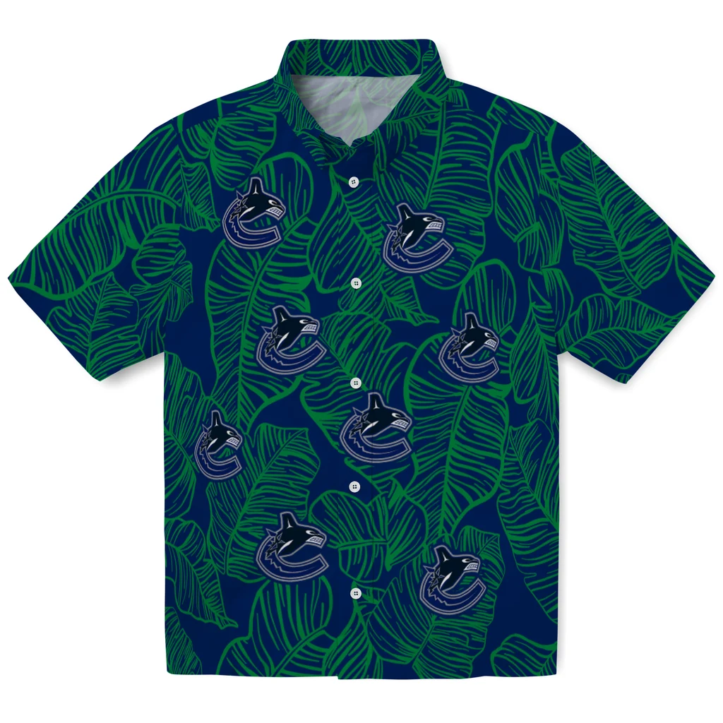 Vancouver Canucks Hawaiian Shirt - Leaf Outline vancouver canucks leaf outline blue hawaiian shirts best selling