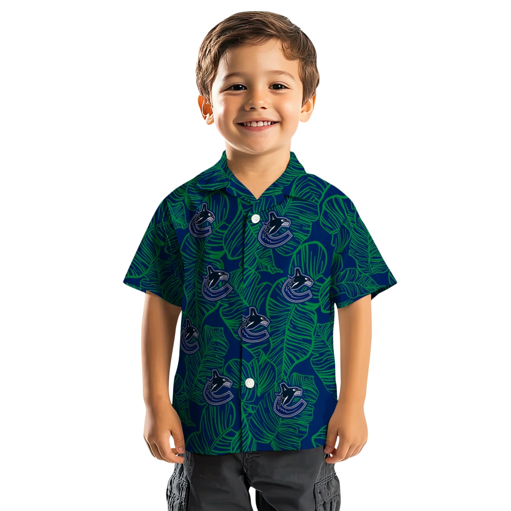 Vancouver Canucks Hawaiian Shirt - Leaf Outline vancouver canucks leaf outline blue hawaiian shirts top rated