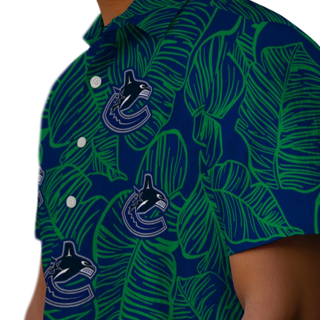Vancouver Canucks Hawaiian Shirt - Leaf Outline vancouver canucks leaf outline blue hawaiian shirts trendy