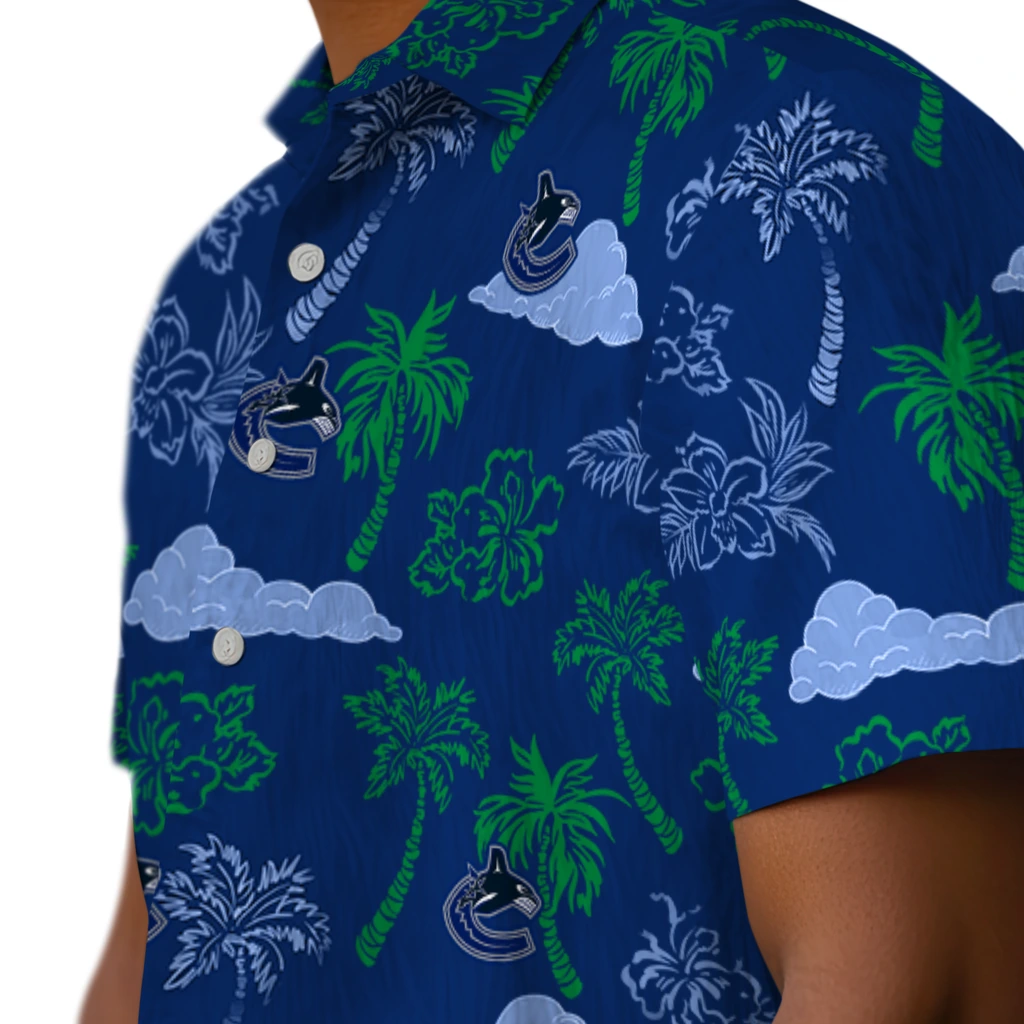 Vancouver Canucks Hawaiian Shirt - Palm And Clouds vancouver canucks palm and clouds blue hawaiian shirts trendy