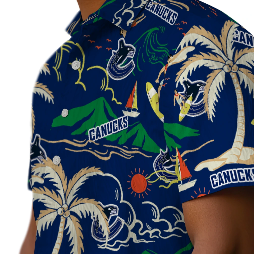 Vancouver Canucks Hawaiian Shirt - Palm Tree Island vancouver canucks palm tree island blue hawaiian shirts trendy
