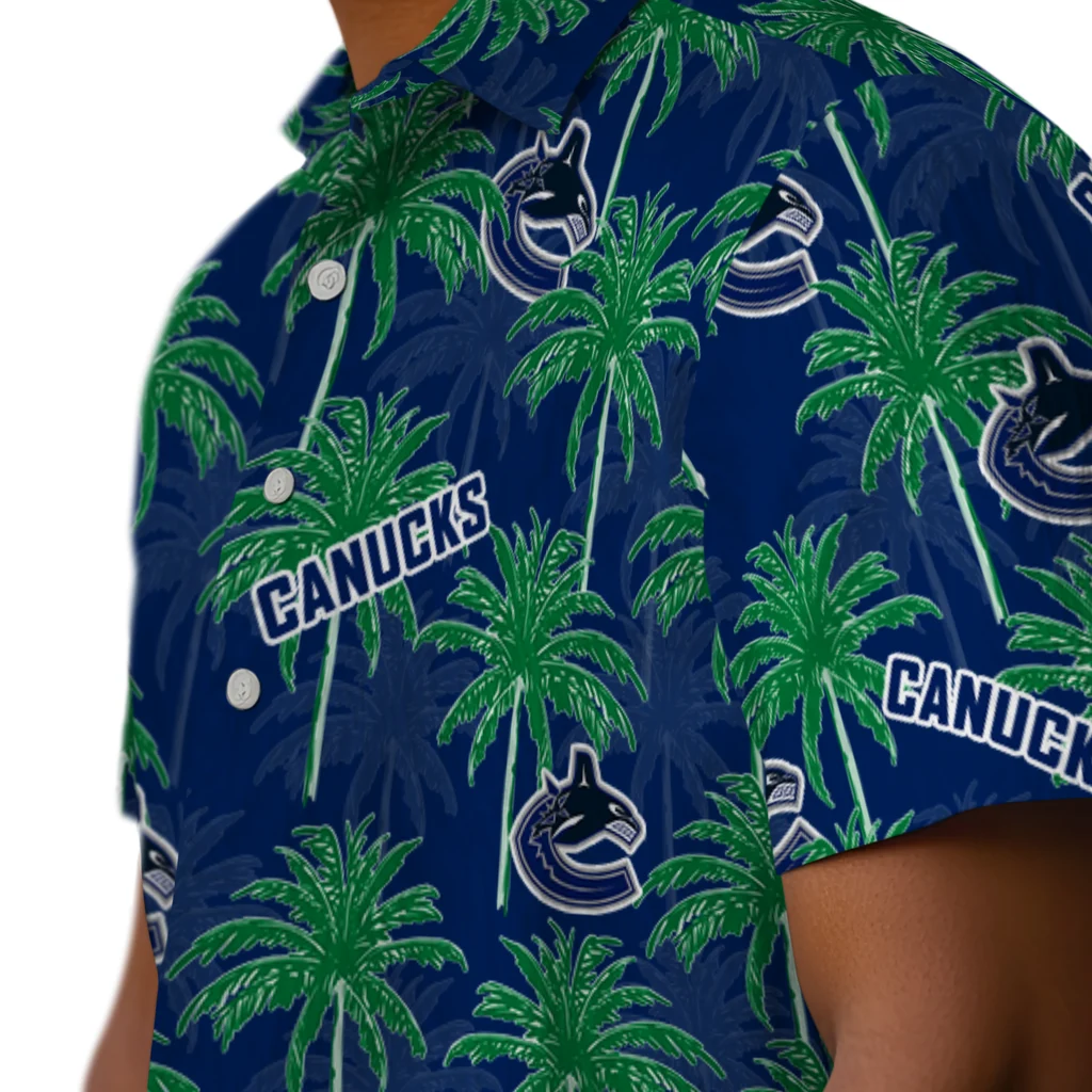 Vancouver Canucks Hawaiian Shirt - Palm Tree Motif vancouver canucks palm grove blue hawaiian shirts trendy