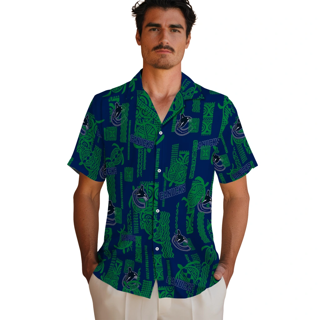 Vancouver Canucks Hawaiian Shirt - Turtle Lines vancouver canucks turtle lines blue hawaiian shirts fashion forward