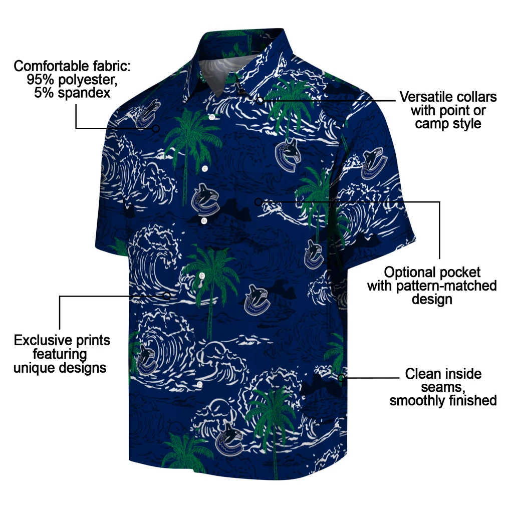 Vancouver Canucks Hawaiian Shirt - Wave Palm vancouver canucks wave palm blue hawaiian shirts new arrival
