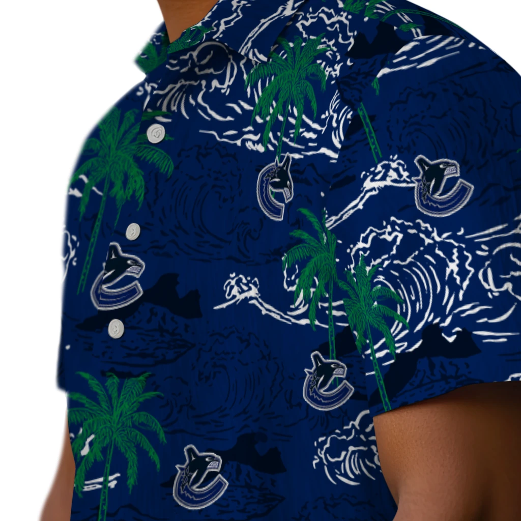 Vancouver Canucks Hawaiian Shirt - Wave Palm vancouver canucks wave palm blue hawaiian shirts trendy