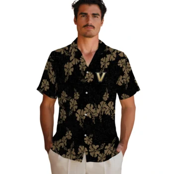 vanderbilt commodores hibiscus petals black hawaiian shirts fashion forward