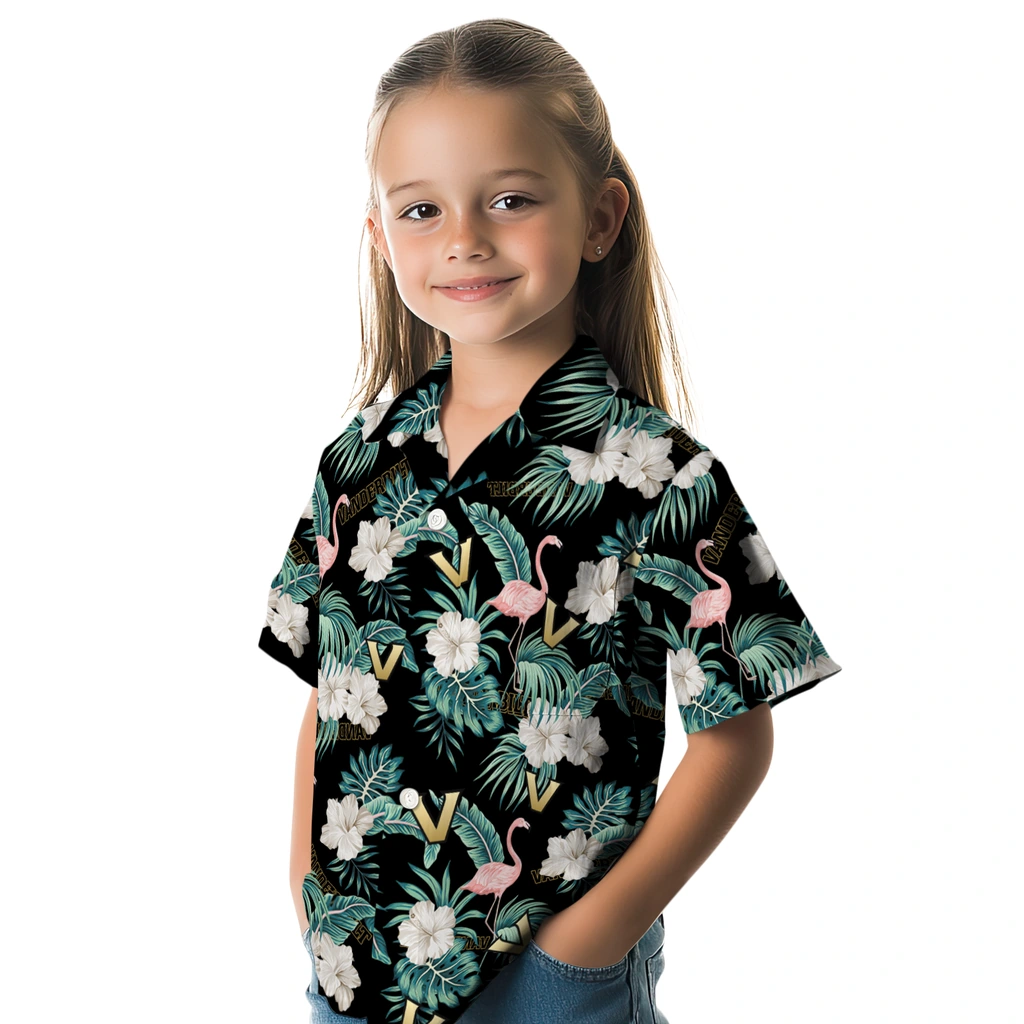 Vanderbilt Commodores Hawaiian Shirt - Flamingo and Hibiscus vanderbilt commodores flamingo palms black hawaiian shirts premium grade