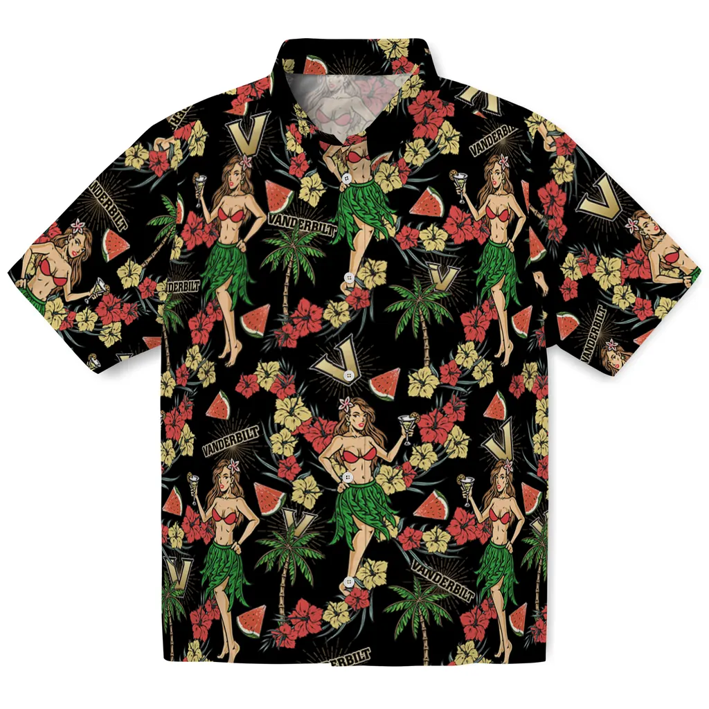 Vanderbilt Commodores Hawaiian Shirt - Hawaiian Girls Design vanderbilt commodores hawaiian girls design black hawaiian shirts best selling