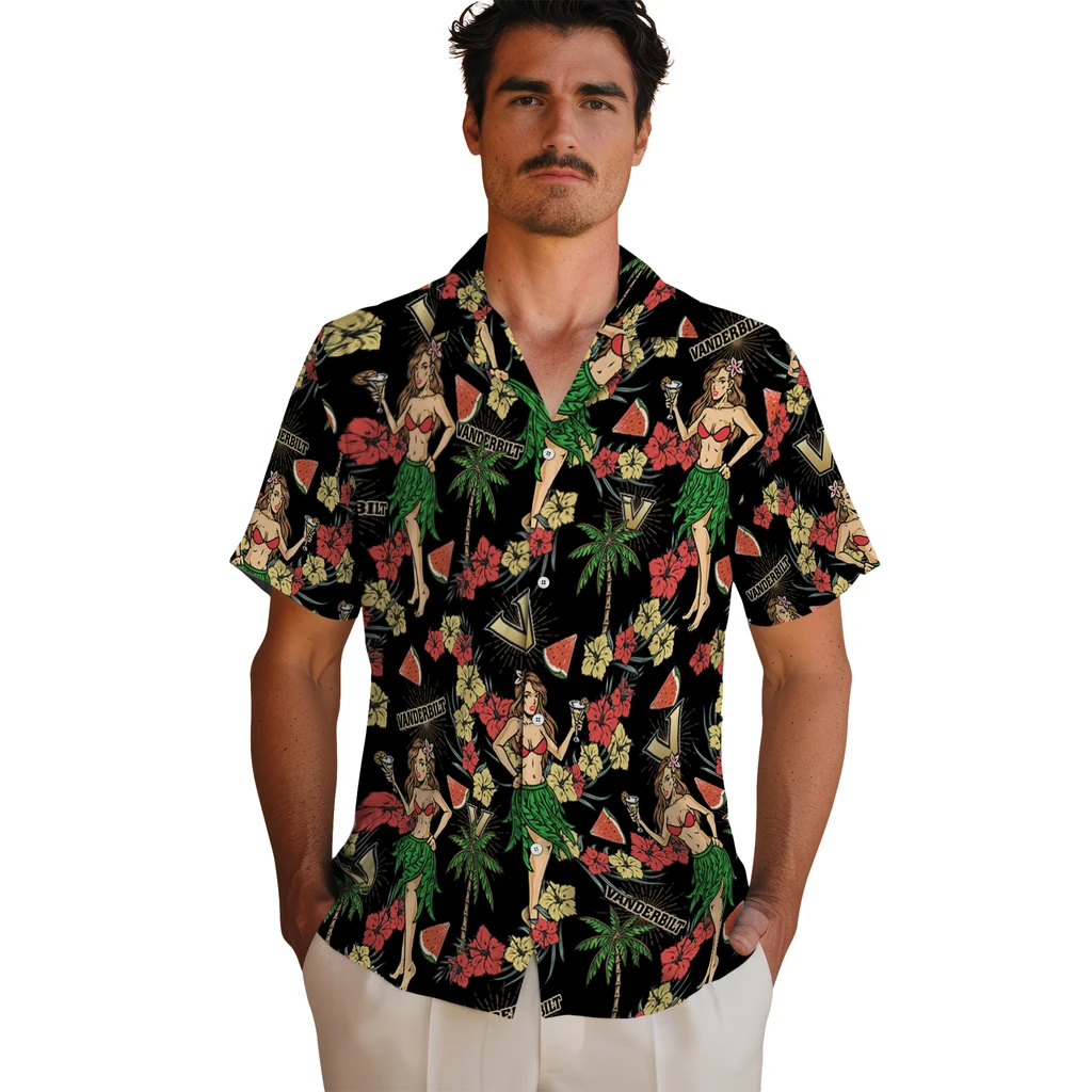 Vanderbilt Commodores Hawaiian Shirt - Hawaiian Girls Design vanderbilt commodores hawaiian girls design black hawaiian shirts fashion forward