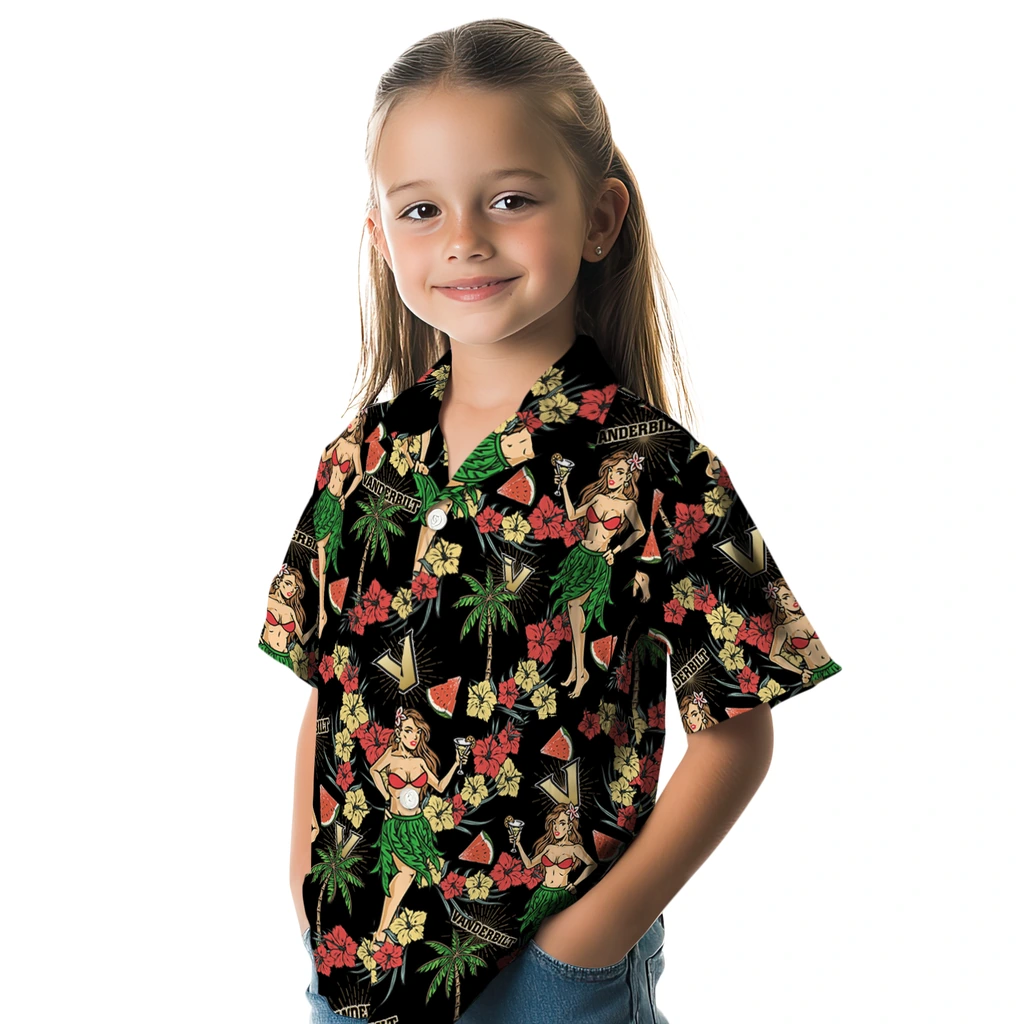 Vanderbilt Commodores Hawaiian Shirt - Hawaiian Girls Design vanderbilt commodores hawaiian girls design black hawaiian shirts premium grade