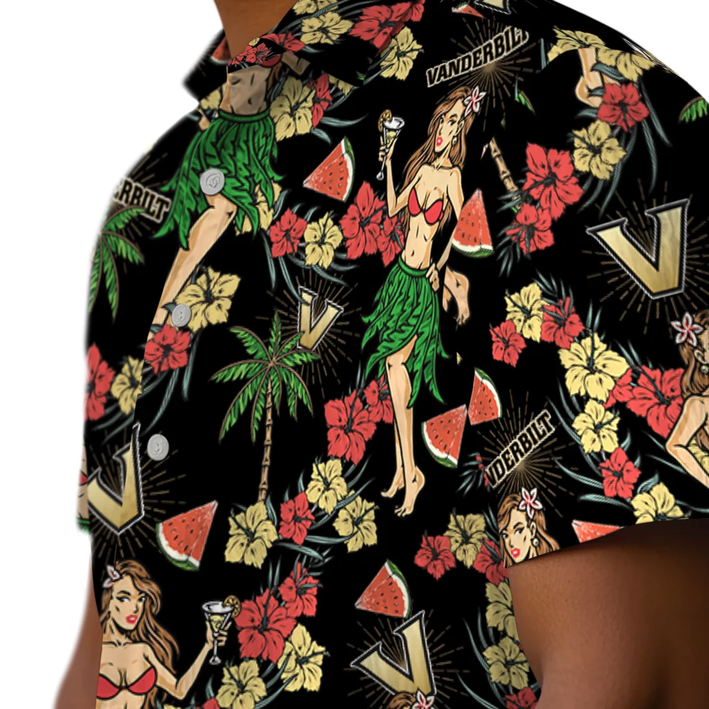 Vanderbilt Commodores Hawaiian Shirt - Hawaiian Girls Design vanderbilt commodores hawaiian girls design black hawaiian shirts trendy