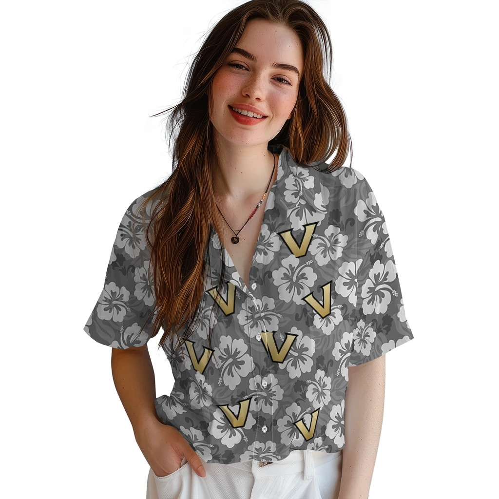 Vanderbilt Commodores Hawaiian Shirt - Hibiscus Cluster vanderbilt commodores hibiscus cluster black hawaiian shirts latest model