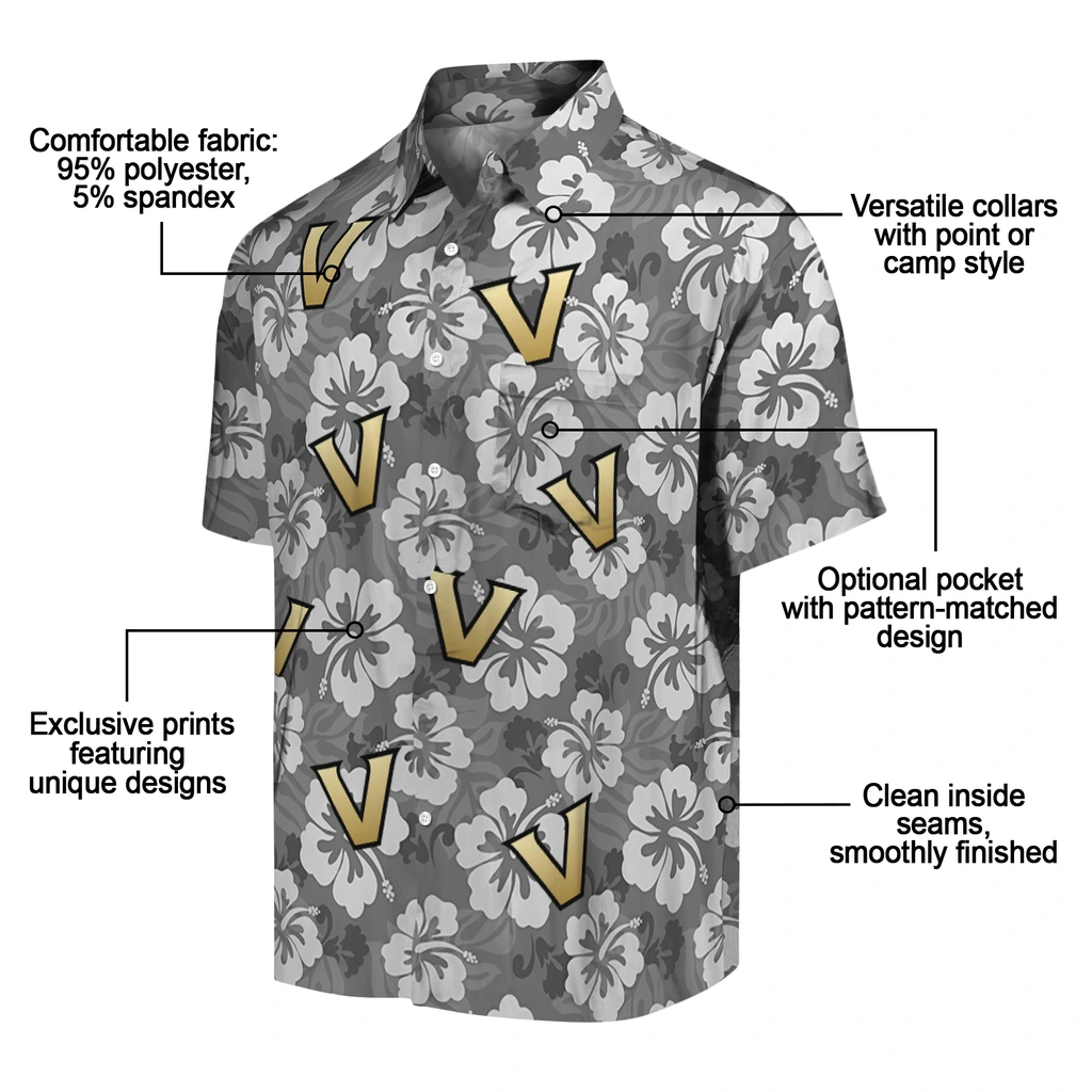 Vanderbilt Commodores Hawaiian Shirt - Hibiscus Cluster vanderbilt commodores hibiscus cluster black hawaiian shirts new arrival