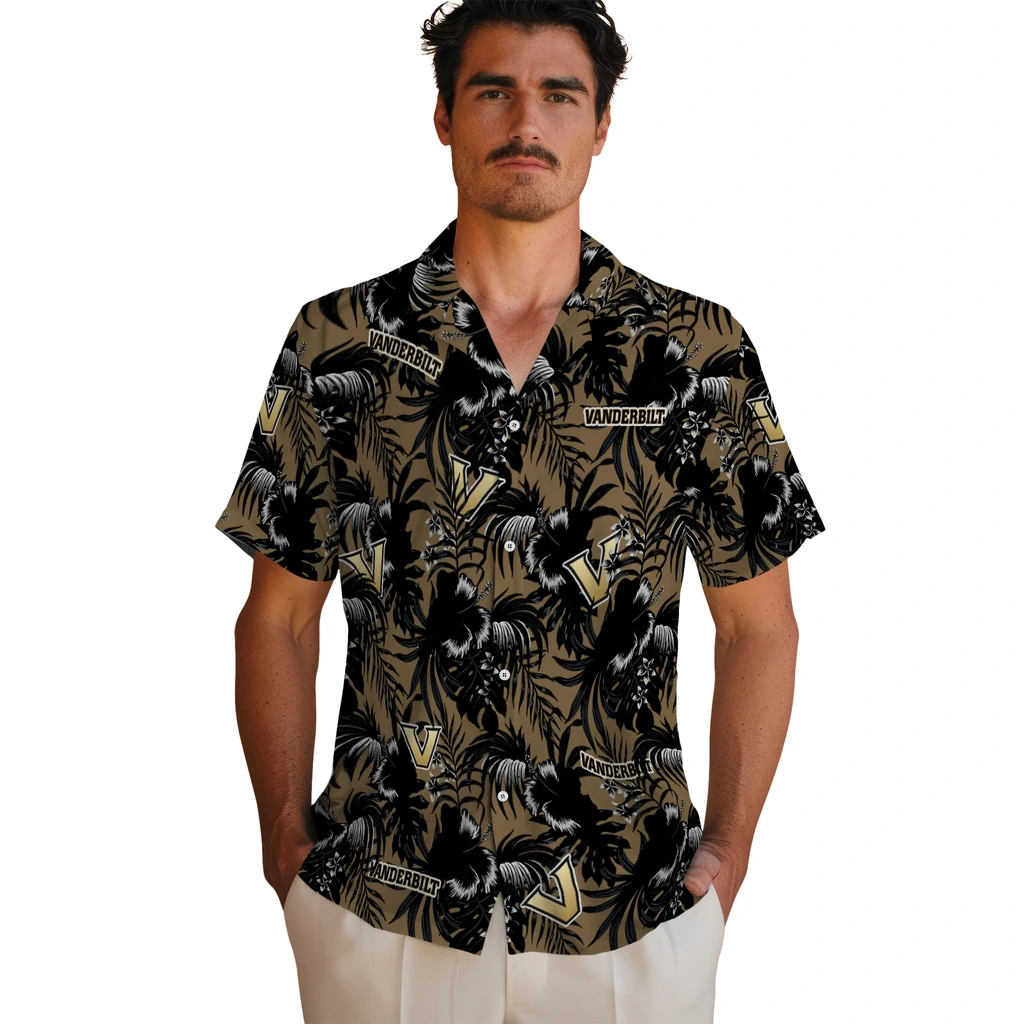 Vanderbilt Commodores Hawaiian Shirt - Hibiscus Exotic vanderbilt commodores hibiscus exotic black hawaiian shirts fashion forward