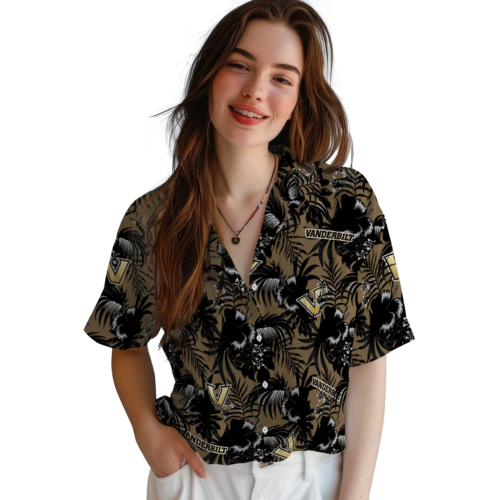 Vanderbilt Commodores Hawaiian Shirt - Hibiscus Exotic vanderbilt commodores hibiscus exotic black hawaiian shirts latest model