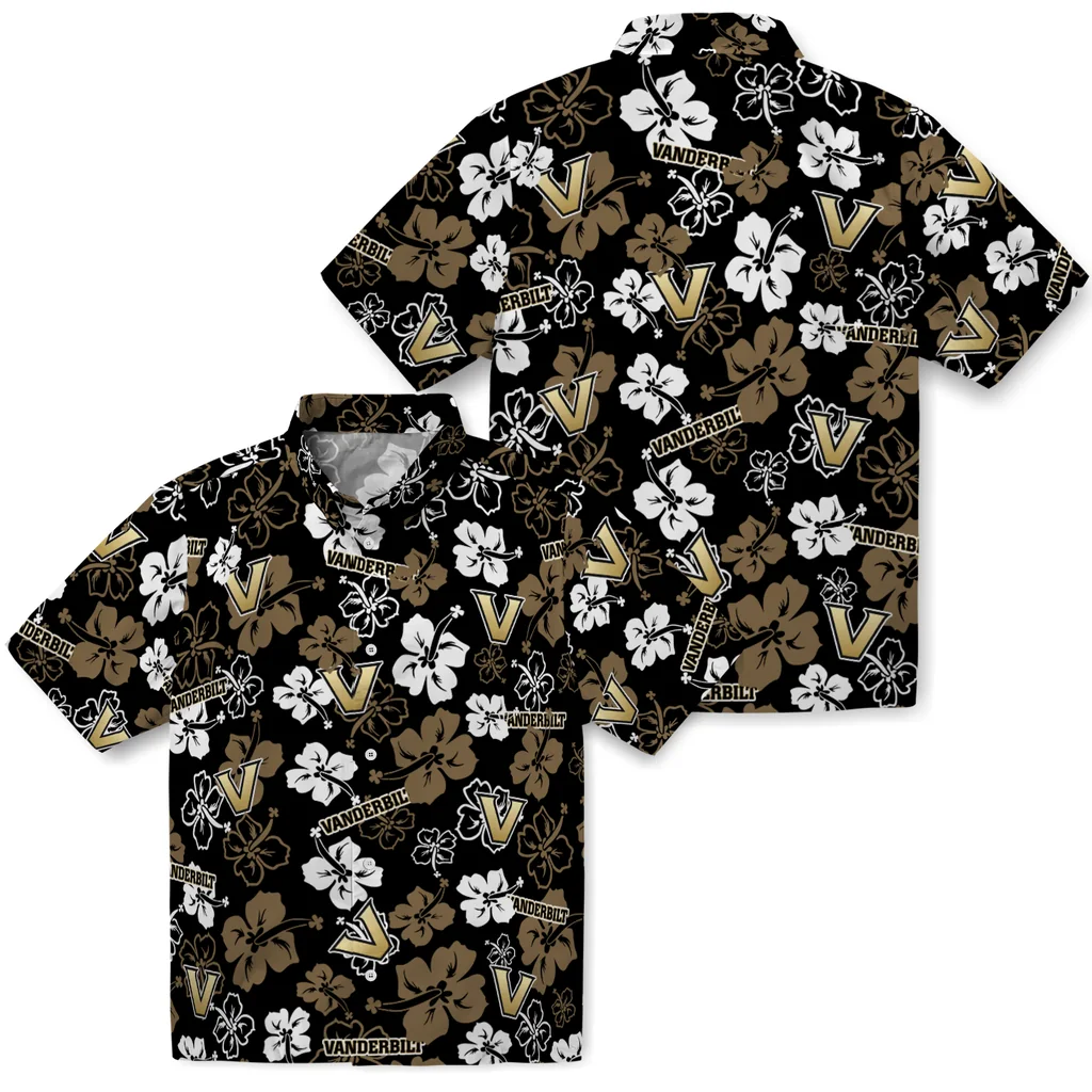 Vanderbilt Commodores Hawaiian Shirt - Hibiscus Flower Design vanderbilt commodores hibiscus bloom black hawaiian shirts high quality