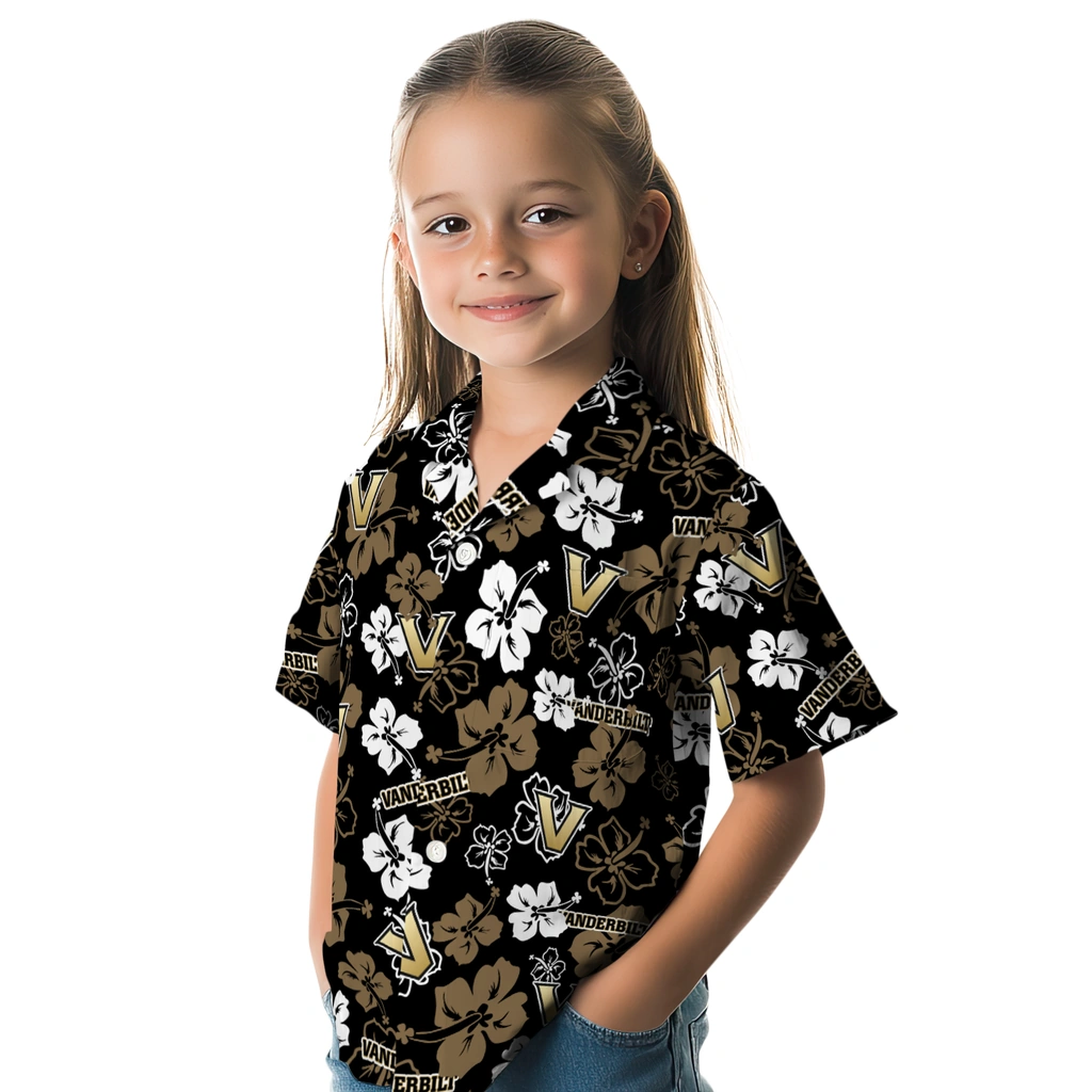 Vanderbilt Commodores Hawaiian Shirt - Hibiscus Flower Design vanderbilt commodores hibiscus bloom black hawaiian shirts premium grade