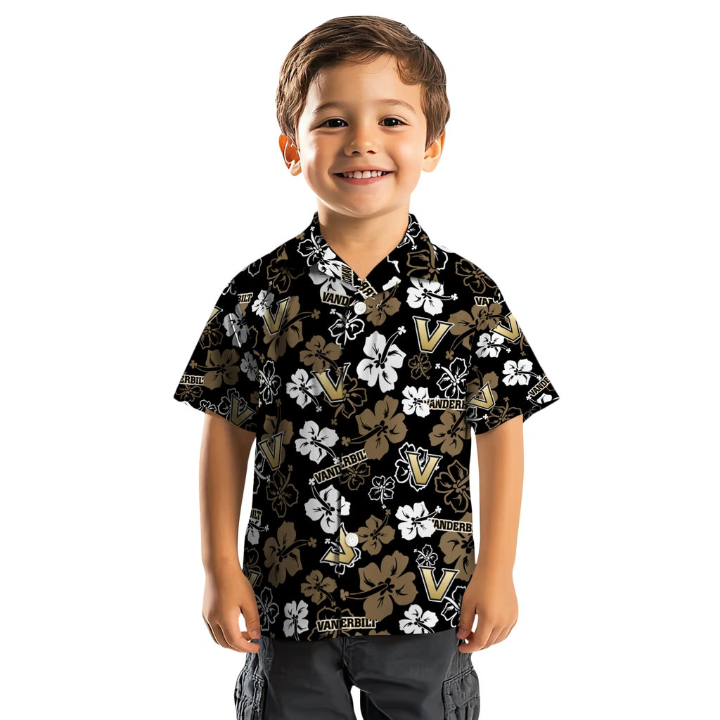 Vanderbilt Commodores Hawaiian Shirt - Hibiscus Flower Design vanderbilt commodores hibiscus bloom black hawaiian shirts top rated