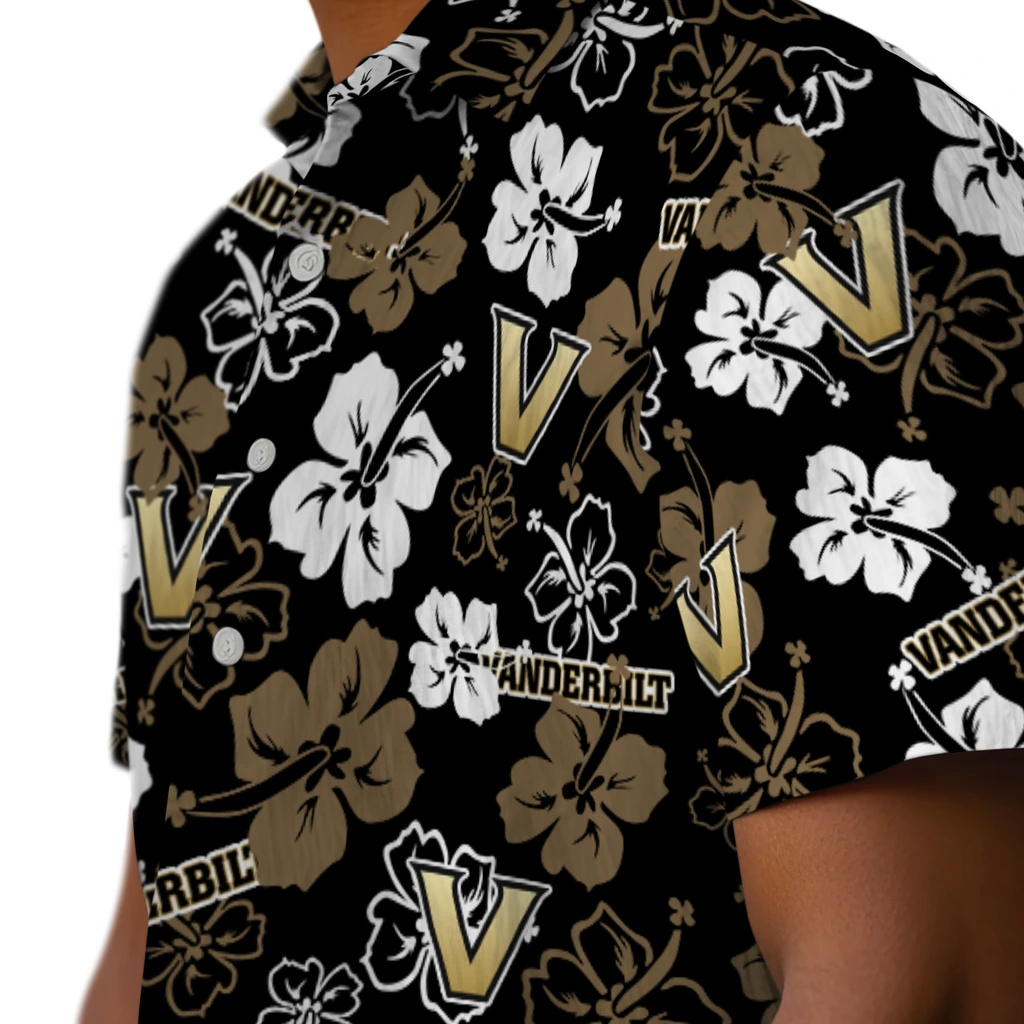 Vanderbilt Commodores Hawaiian Shirt - Hibiscus Flower Design vanderbilt commodores hibiscus bloom black hawaiian shirts trendy