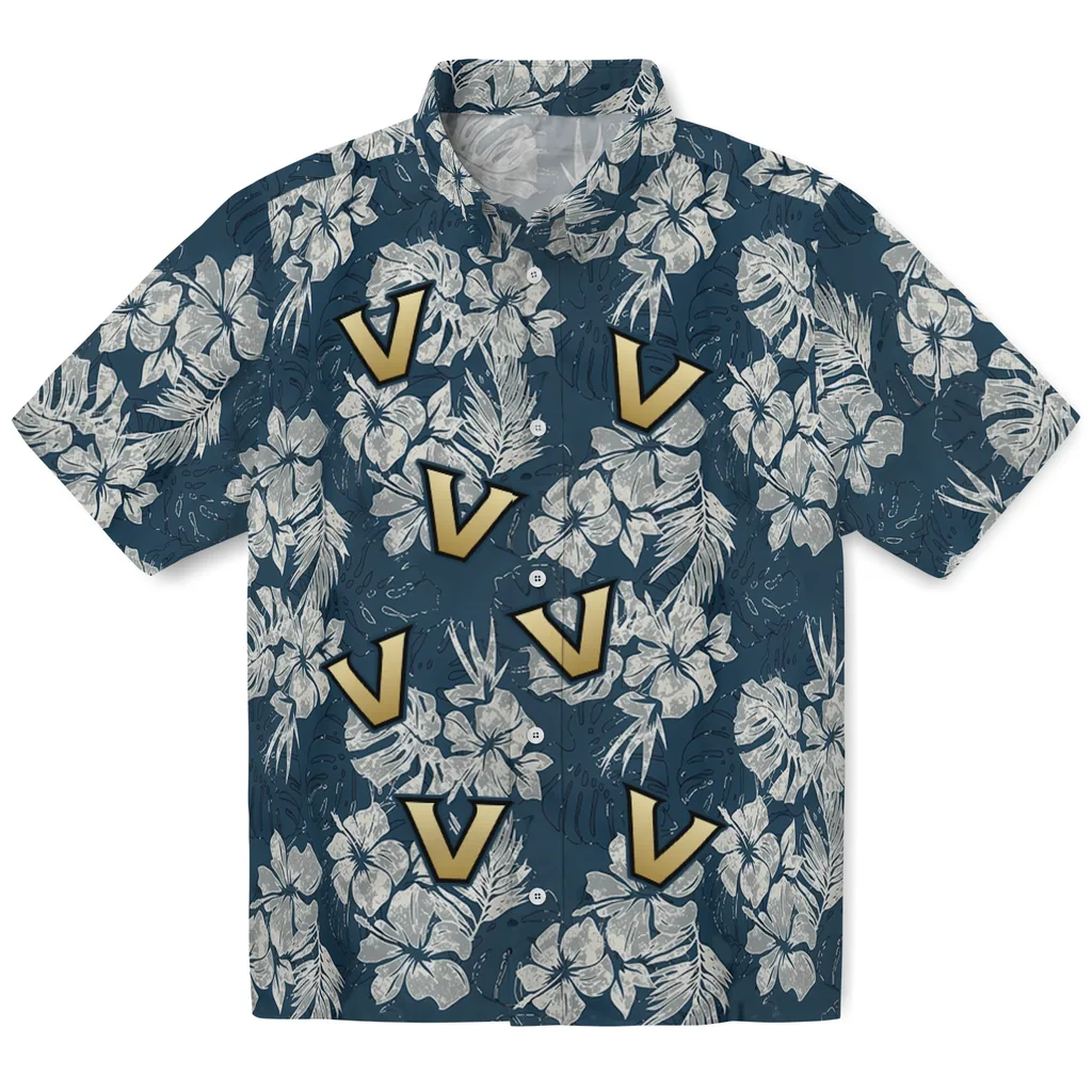 Vanderbilt Commodores Hawaiian Shirt - Hibiscus Flowers vanderbilt commodores hibiscus flowers navy blue hawaiian shirts best selling
