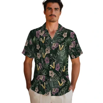 vanderbilt commodores hibiscus leaves pattern green hawaiian shirts fashion forward