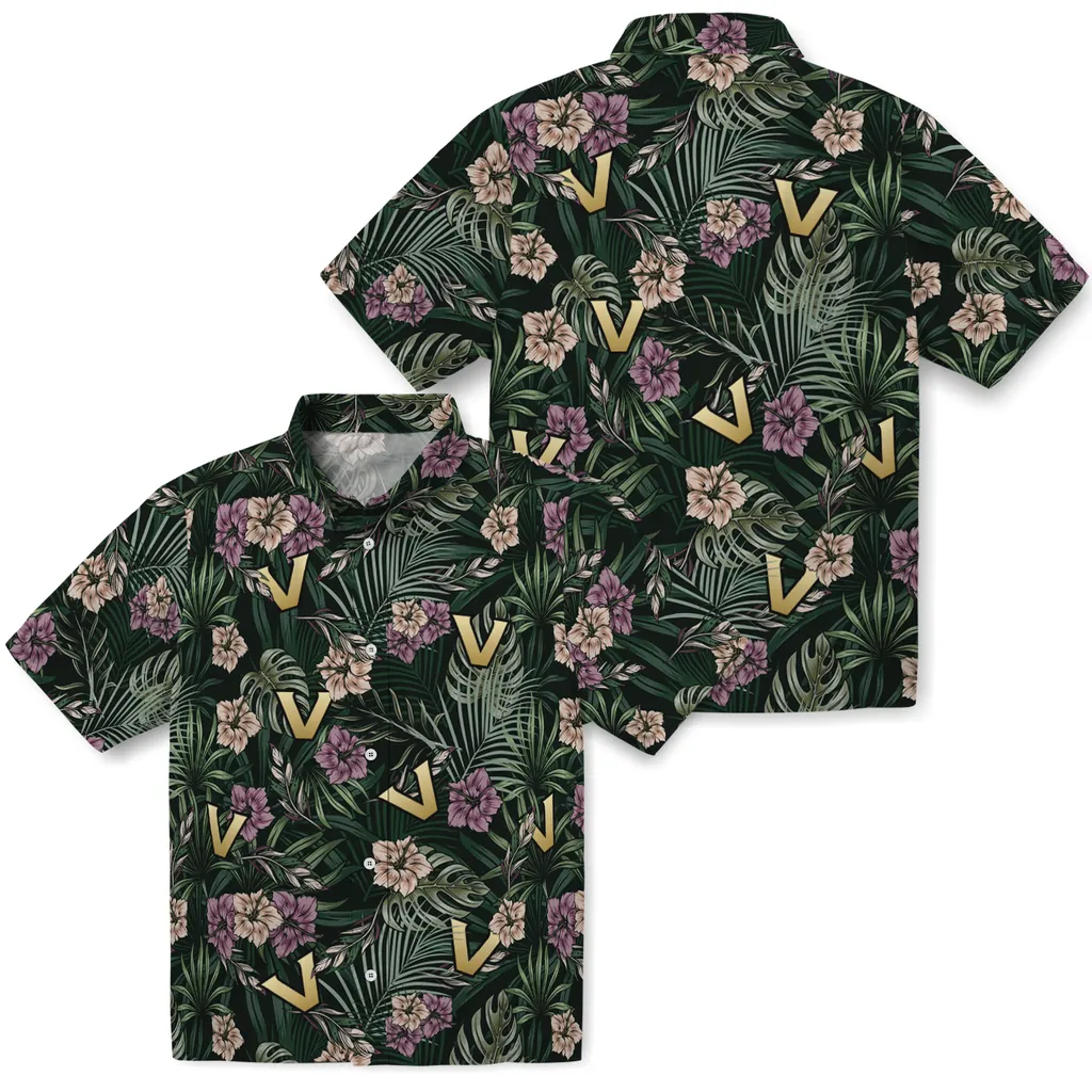 Vanderbilt Commodores Hawaiian Shirt - Hibiscus Leaves Pattern vanderbilt commodores hibiscus leaves pattern green hawaiian shirts high quality