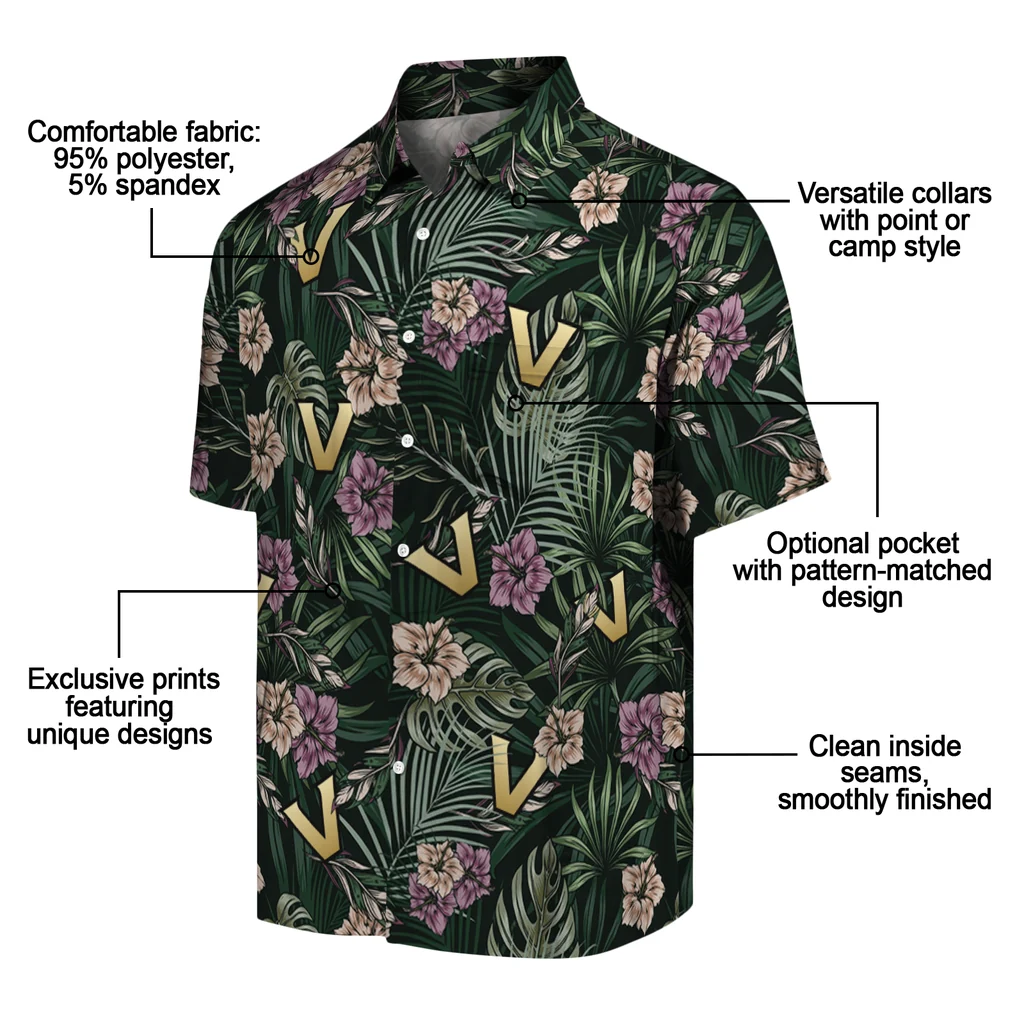 Vanderbilt Commodores Hawaiian Shirt - Hibiscus Leaves Pattern vanderbilt commodores hibiscus leaves pattern green hawaiian shirts new arrival