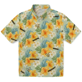 vanderbilt commodores hibiscus mood pale lime yellow hawaiian shirts best selling
