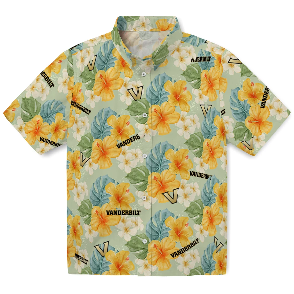 Vanderbilt Commodores Hawaiian Shirt - Hibiscus Mood vanderbilt commodores hibiscus mood pale lime yellow hawaiian shirts best selling
