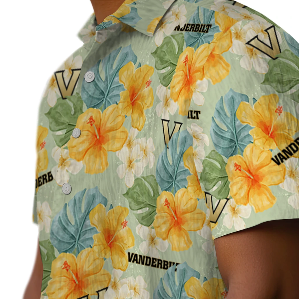 Vanderbilt Commodores Hawaiian Shirt - Hibiscus Mood vanderbilt commodores hibiscus mood pale lime yellow hawaiian shirts trendy