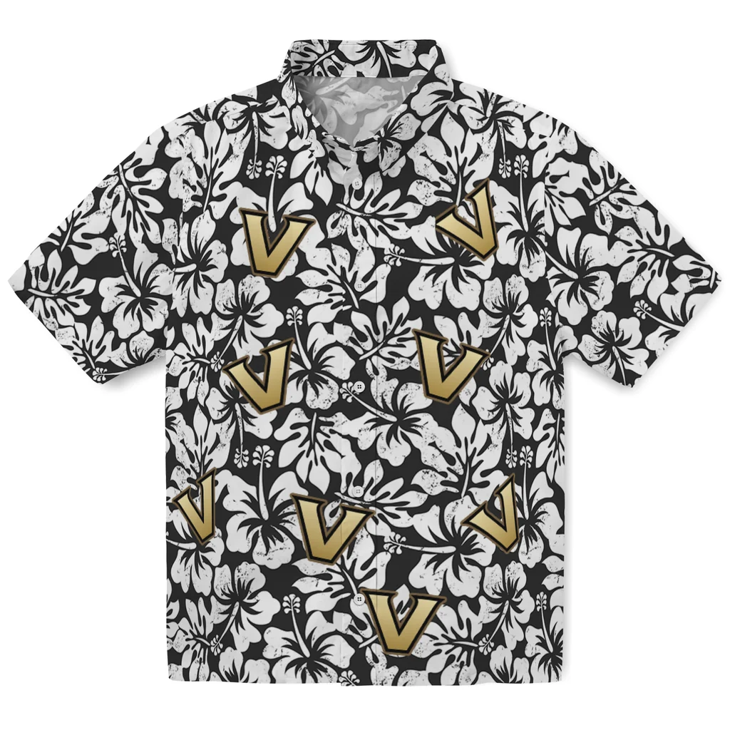 Vanderbilt Commodores Hawaiian Shirt - Hibiscus Motif vanderbilt commodores hibiscus motif black white hawaiian shirts best selling