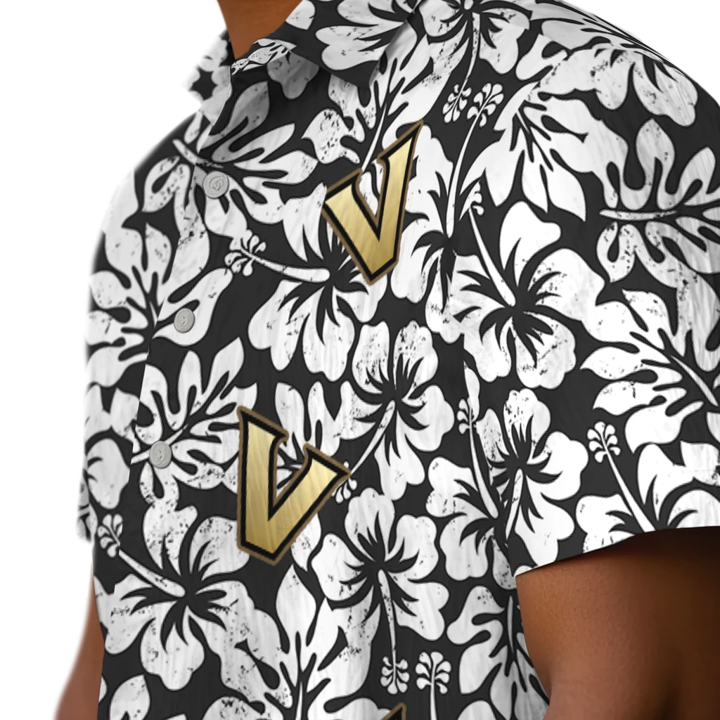 Vanderbilt Commodores Hawaiian Shirt - Hibiscus Motif vanderbilt commodores hibiscus motif black white hawaiian shirts trendy