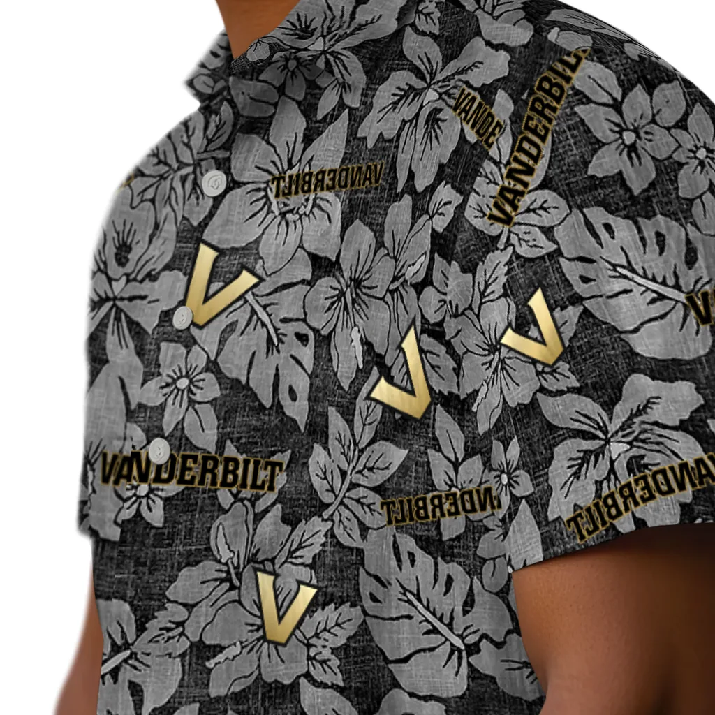 Vanderbilt Commodores Hawaiian Shirt - Hibiscus Oasis vanderbilt commodores hibiscus oasis black hawaiian shirts trendy