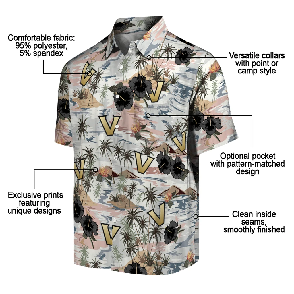 Vanderbilt Commodores Hawaiian Shirt - Hibiscus Seaside vanderbilt commodores hibiscus seaside white hawaiian shirts new arrival