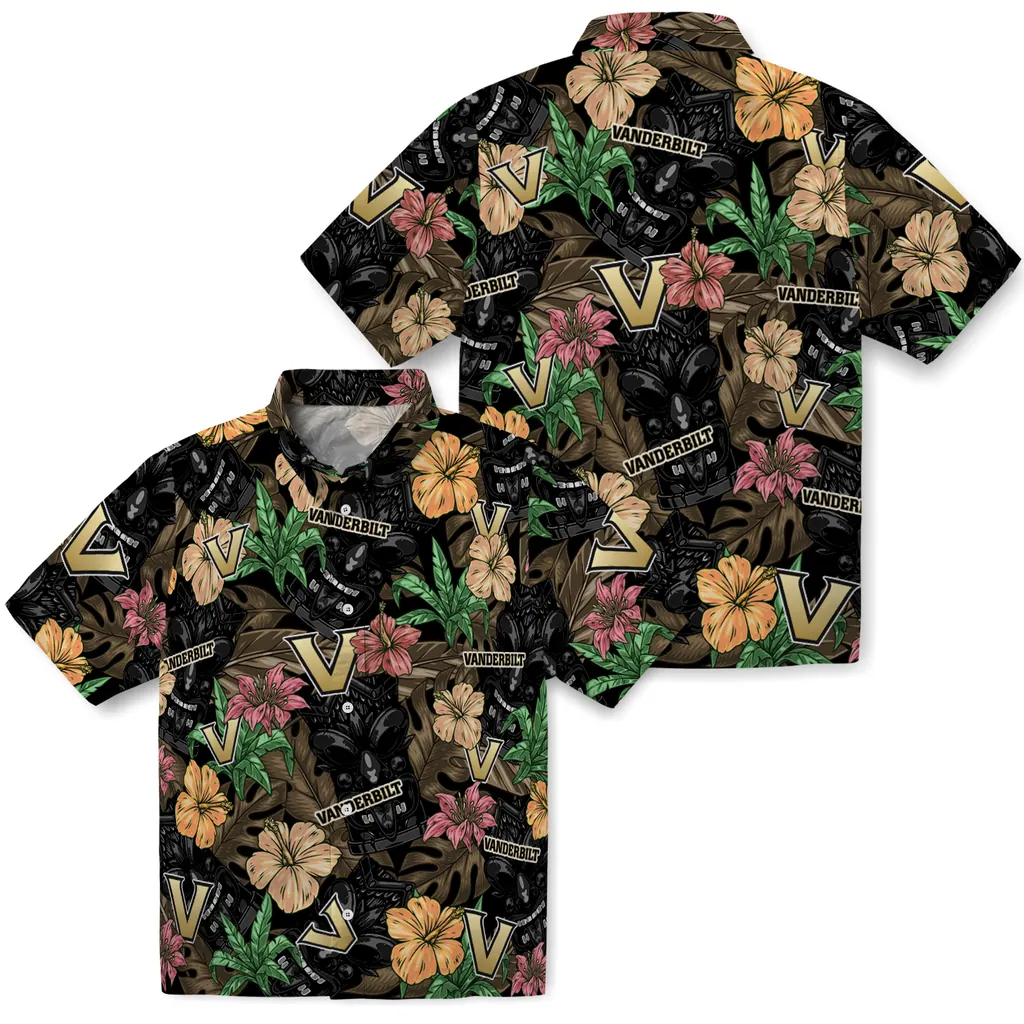 Vanderbilt Commodores Hawaiian Shirt - Hibiscus Tiki Jungle vanderbilt commodores tiki jungle black hawaiian shirts high quality