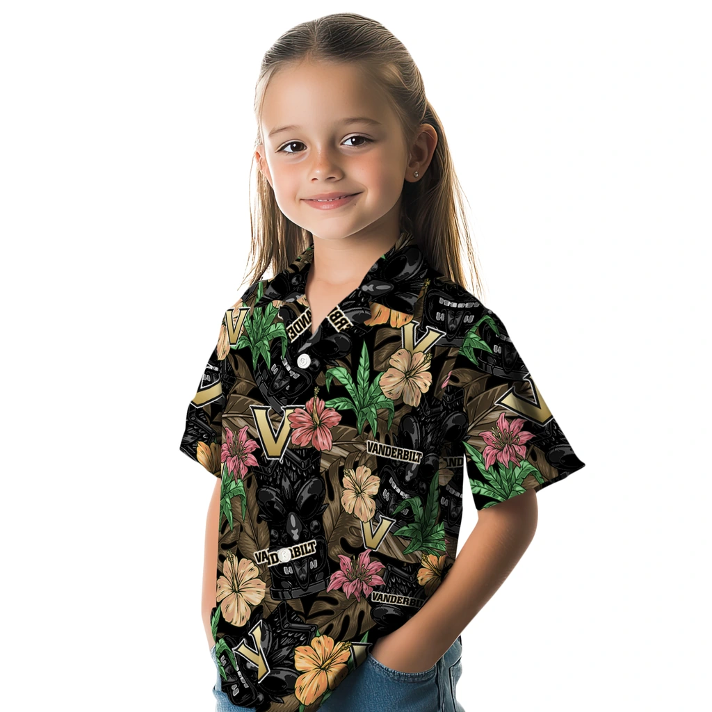 Vanderbilt Commodores Hawaiian Shirt - Hibiscus Tiki Jungle vanderbilt commodores tiki jungle black hawaiian shirts premium grade