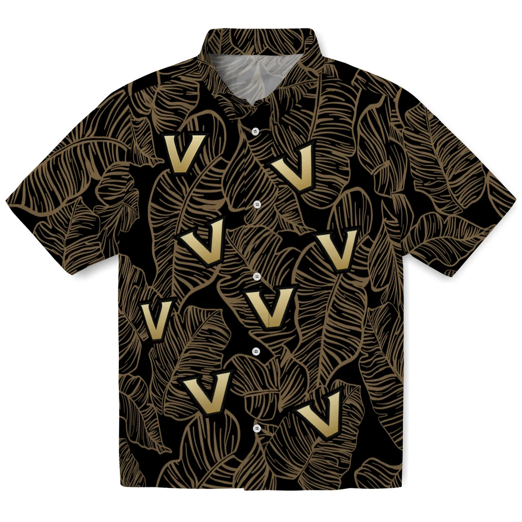 Vanderbilt Commodores Hawaiian Shirt - Leaf Outline vanderbilt commodores leaf outline black hawaiian shirts best selling