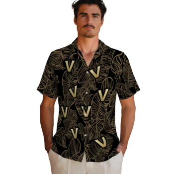vanderbilt commodores leaf outline black hawaiian shirts fashion forward